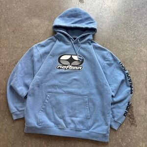 Vintage 90's No Fear Skate Hoodie Baby Blue Sleeve Hit Size Medium